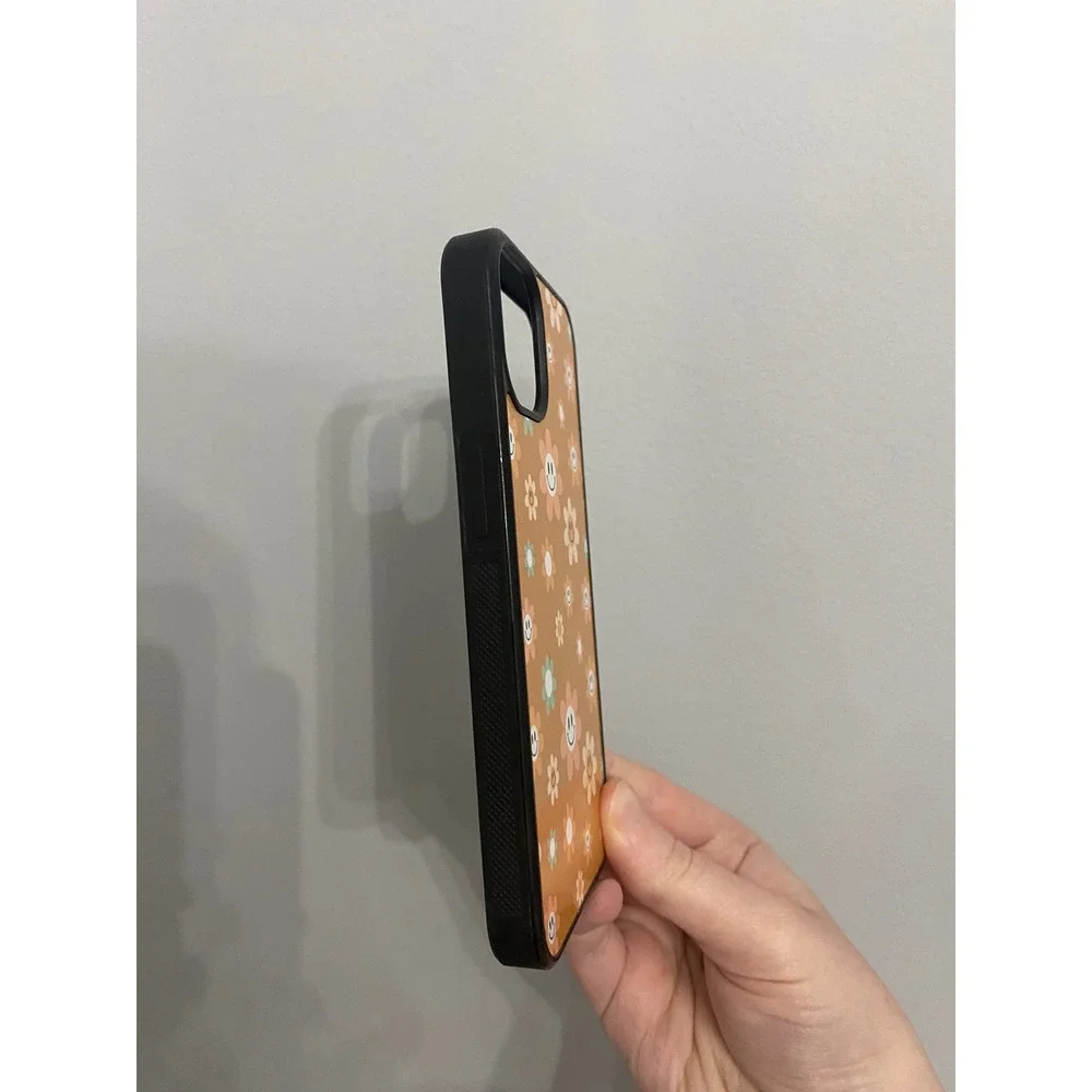 Phone Case iPhone 13 Orange Retro Smiley Face Daisy Floral Bumper Cover